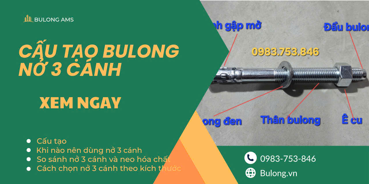 Cấu tạo của bulong nở 3 cánh fisdex