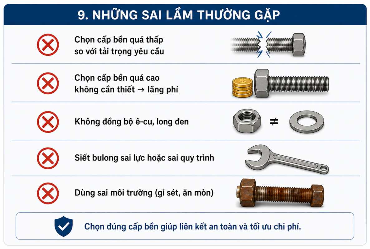 Những sai lầm phổ biến khi chọn cấp bền bulong xây dựng - Cấp bền bulong xây dựng ảnh hưởng đến khả năng chịu lực như thế nào ?