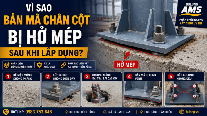 Vì sao bản mã chân cột bị hở mép sau khi lắp dựng